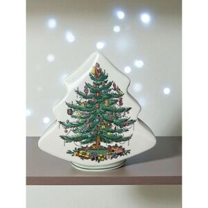 Vtg Spode "Christmas Tree" Piggy Bank #S3324 with Christmas Tree‎ Shape 6" tall